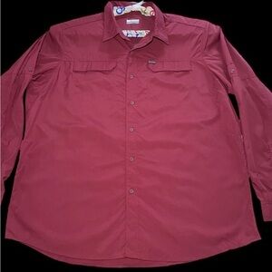 Columbia Men’s Maroon 3XT Nylon Vented Long Sleeve Fishing Shirt in EUC